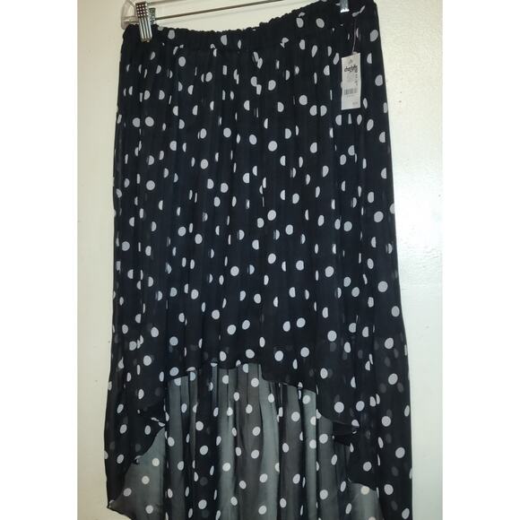 Charlotte Russe Polka Dot Skirt Sz S High Low Mini To Maxi Sheer Black NWT Lined - Picture 1 of 13